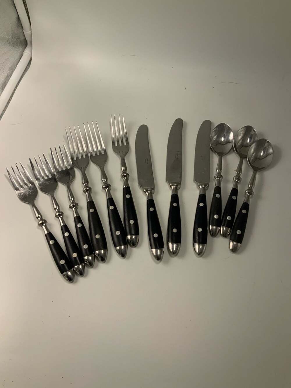 Hampton Silversmiths Bistro Black Stainless Steel Flatware Lot of 12 Pieces